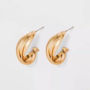Gold - Nickel Free Braided Hoop Earrings Universal Thread Target